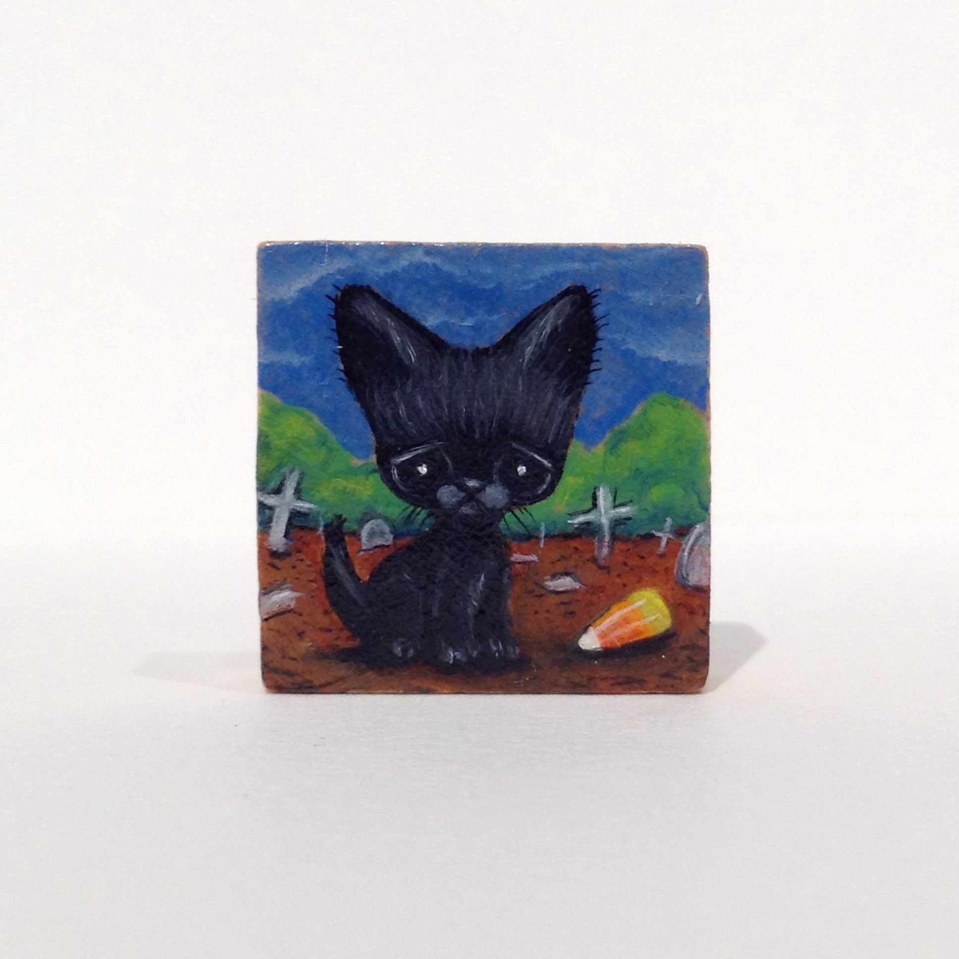 Siamese Cat Eye Miniature Original Oil Painting On Scrabble Tile Art Sugar Fueled