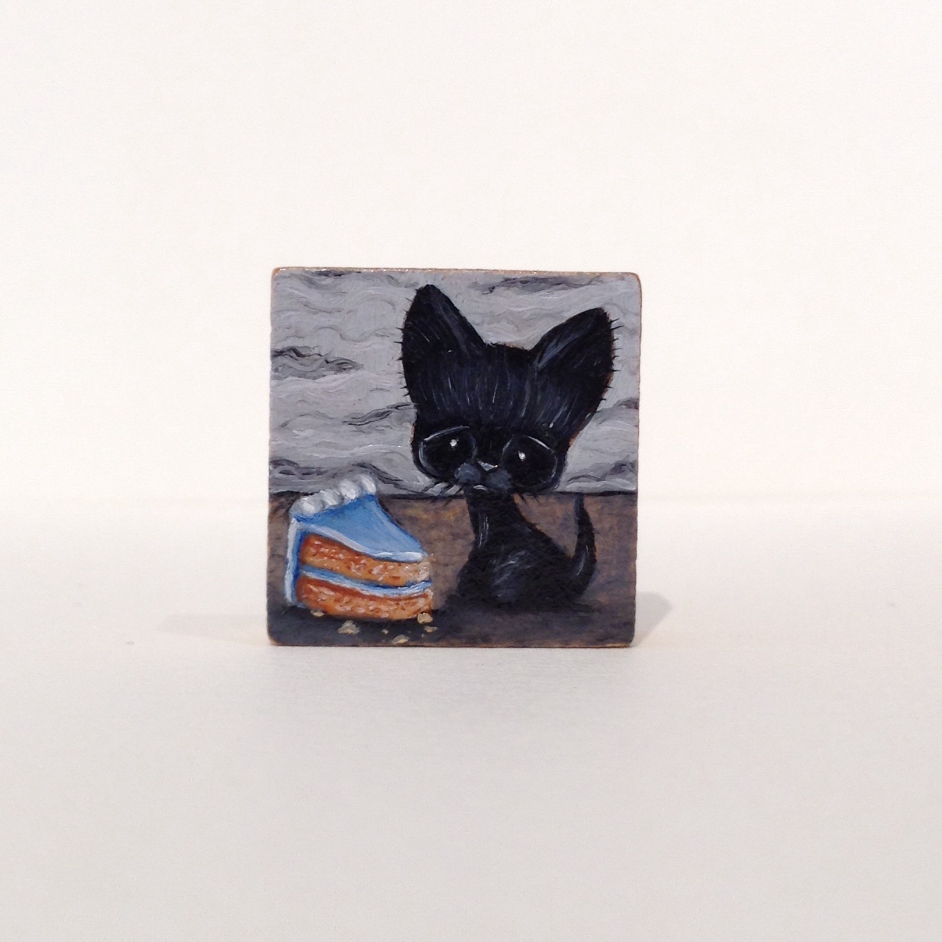 Siamese Cat Eye Miniature Original Oil Painting On Scrabble Tile Art Sugar Fueled