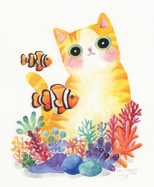 The Series of the Aquarium Cat - Clownfish by Shanghee Shin